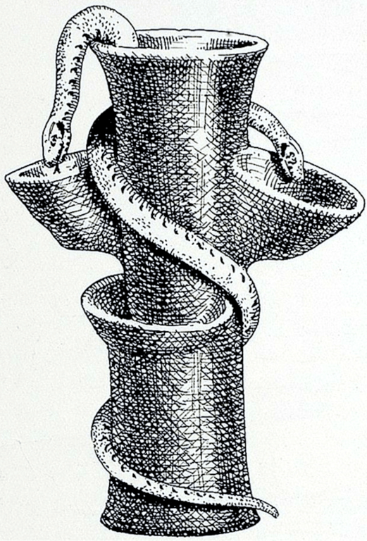 a sketch of a Minoan snake device