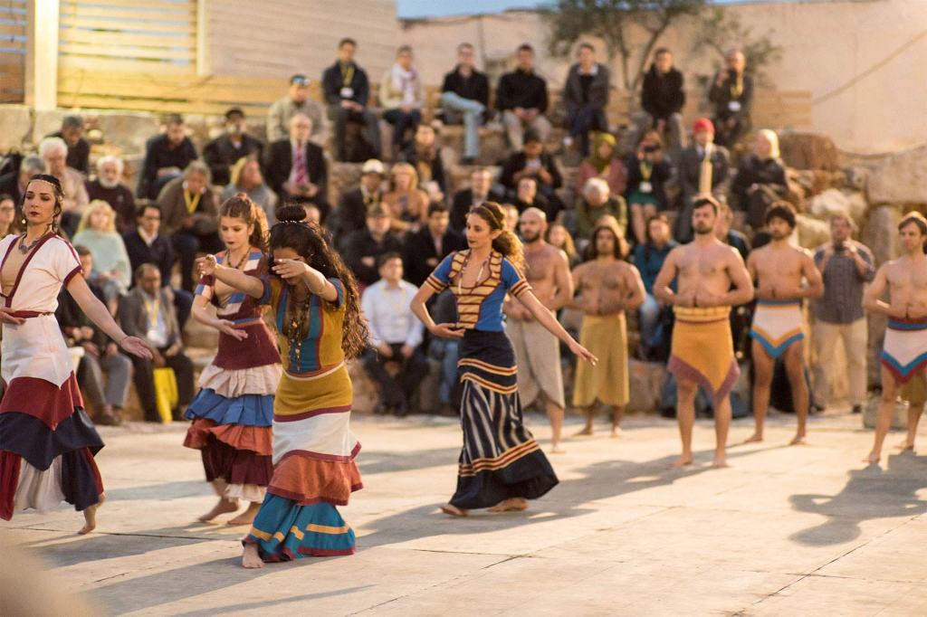 a photo of a reimagined Minoan performance by Minoan Theater