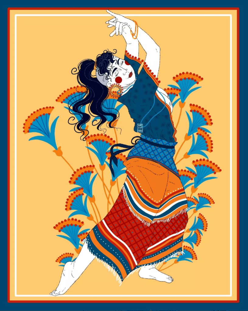 a dancing Minoan woman drawn by Brittany (Artistfuly)
