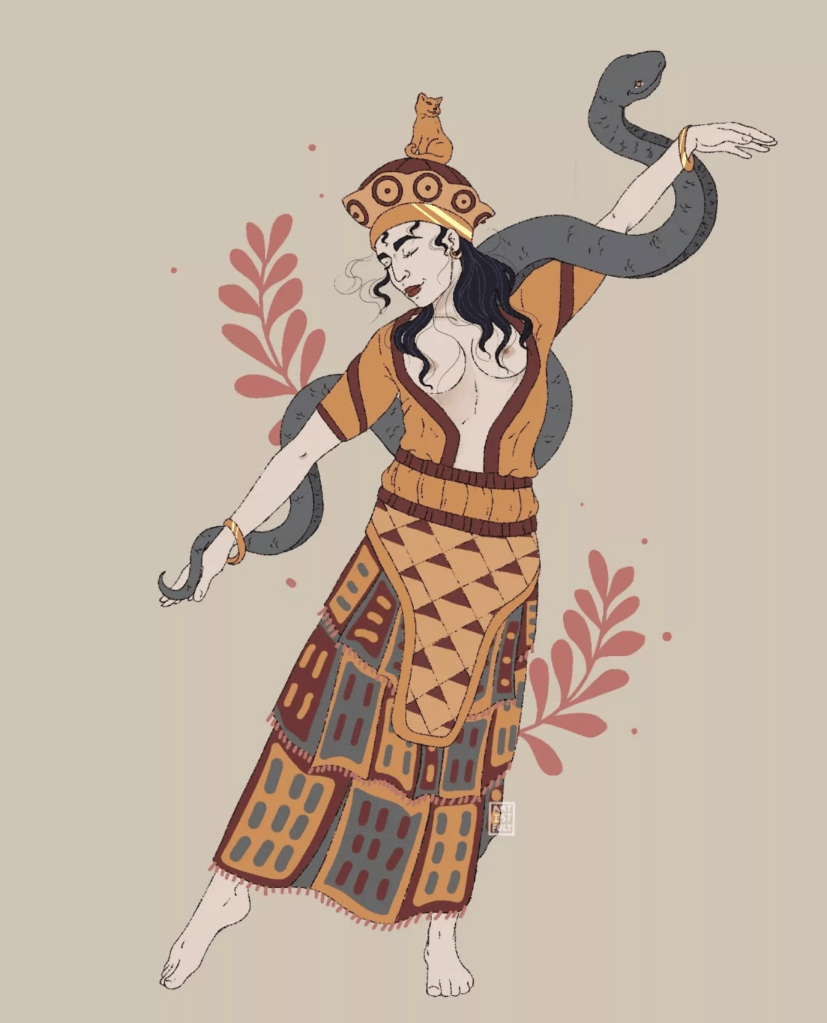The Minoan Snake Goddess drawn by Brittany (Artistfuly)
